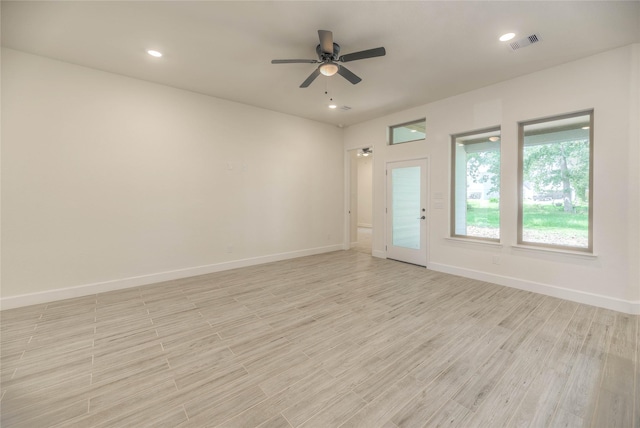 175 Echo Ln, Livingston, TX 77351 - empty room with ceiling fan, light wood-style floors, and recessed lighting