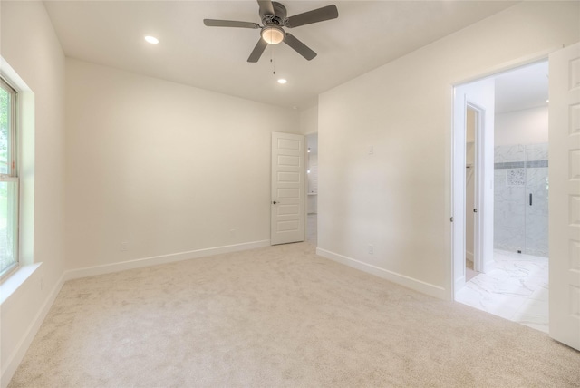 175 Echo Ln, Livingston, TX 77351 - spare room featuring a ceiling fan, light carpet, and recessed lighting