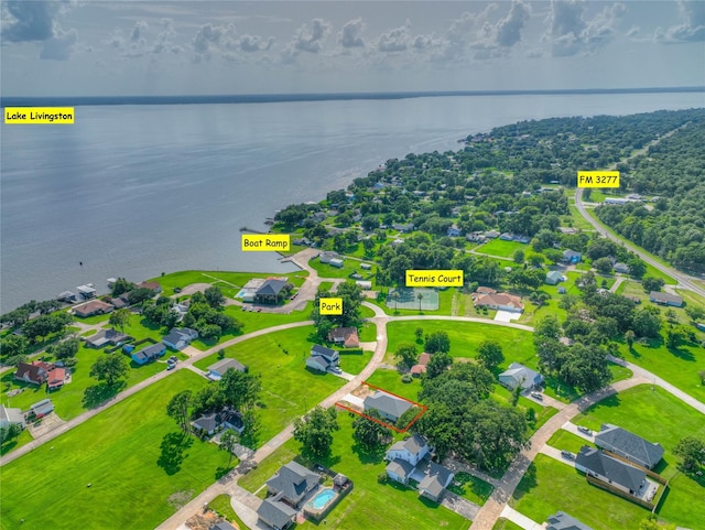 175 Echo Ln, Livingston, TX 77351 - aerial perspective of suburban area featuring a nearby body of water