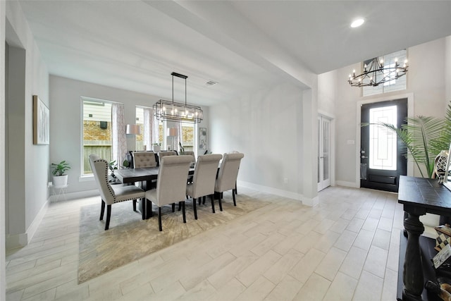 3140 Red Buckeye Ln, Conroe, TX 77301 - dining room featuring a chandelier, recessed lighting, and light wood-type flooring