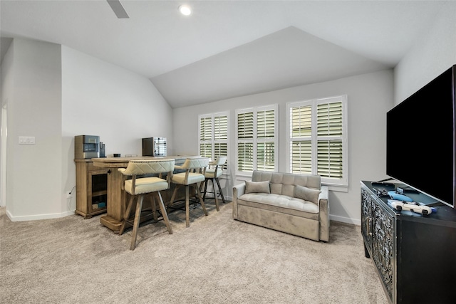 3140 Red Buckeye Ln, Conroe, TX 77301 - office space featuring carpet, lofted ceiling, and ceiling fan