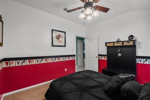 10002 Dawn Brook Dr, Pearland, TX 77584 - bedroom with lofted ceiling, ceiling fan, and carpet floors
