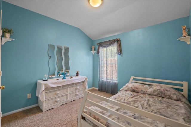 10002 Dawn Brook Dr, Pearland, TX 77584 - carpeted bedroom with lofted ceiling and baseboards
