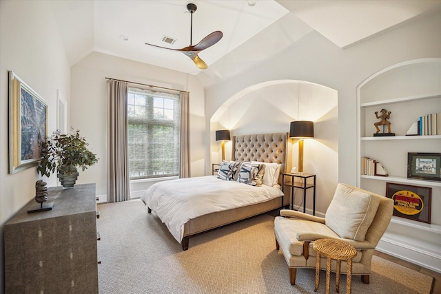 10825 Smithdale Rd, Houston, TX 77024 - bedroom featuring lofted ceiling and ceiling fan