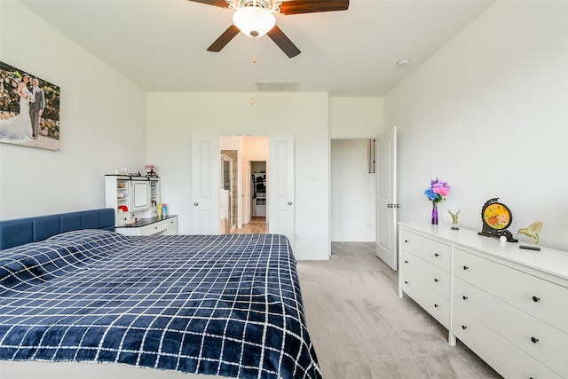 4437 Jessamine Creek Trl, Rosharon, TX 77583 - bedroom with light carpet and a ceiling fan