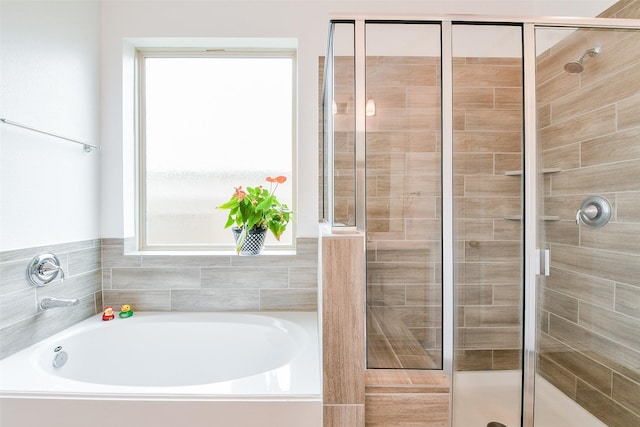 4437 Jessamine Creek Trl, Rosharon, TX 77583 - full bath with a shower stall, a bath, and plenty of natural light