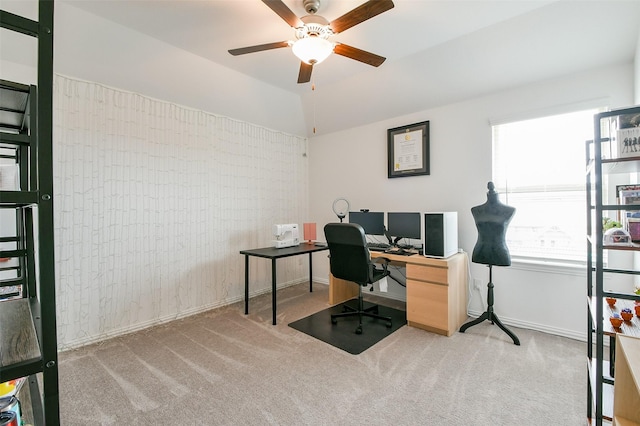 4437 Jessamine Creek Trl, Rosharon, TX 77583 - office area with carpet and ceiling fan