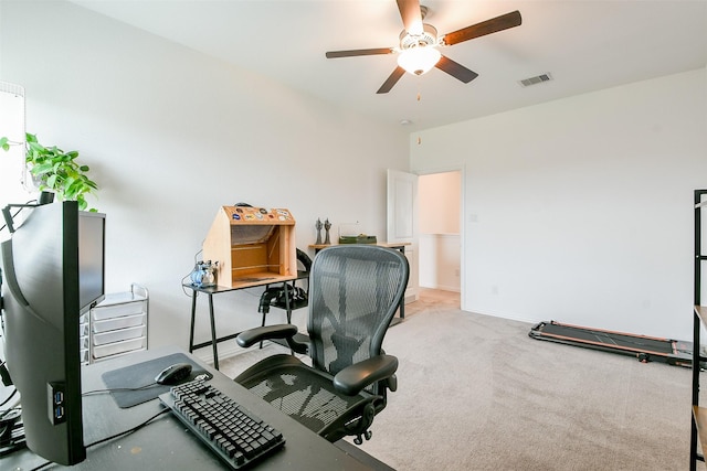 4437 Jessamine Creek Trl, Rosharon, TX 77583 - carpeted office space featuring a ceiling fan and baseboards