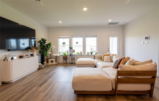 21427 Hawthorn Prairie Dr, New Caney, TX 77357 - living room featuring wood finished floors and recessed lighting