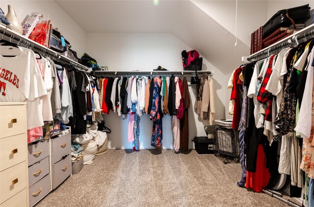 21427 Hawthorn Prairie Dr, New Caney, TX 77357 - walk in closet with carpet flooring and lofted ceiling