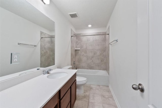 2019 Damasi Ln, Fresno, TX 77545 - bathroom with vanity, tub / shower combination, tile patterned floors, and recessed lighting