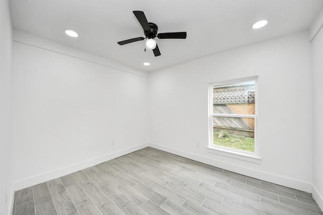 7208 Helmers St, Houston, TX 77022 - spare room featuring ceiling fan, recessed lighting, and light wood-style flooring