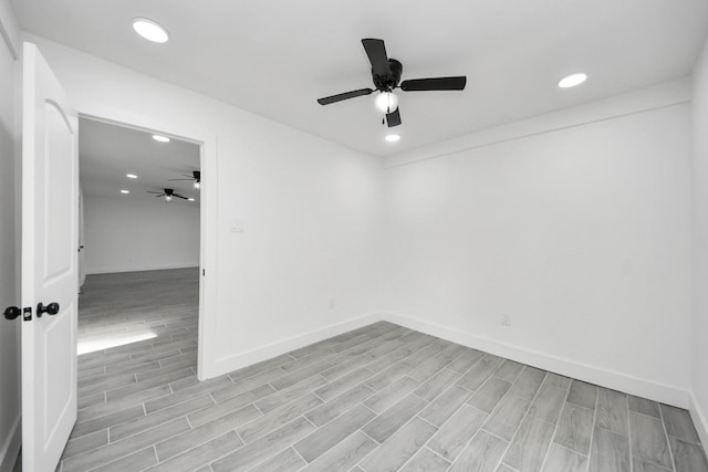 7208 Helmers St, Houston, TX 77022 - spare room featuring a ceiling fan, recessed lighting, and light wood-style floors