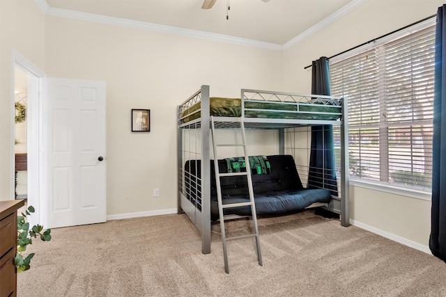 26642 Becker Pines Ln, Katy, TX 77494 - bedroom with carpet, ornamental molding, and ceiling fan
