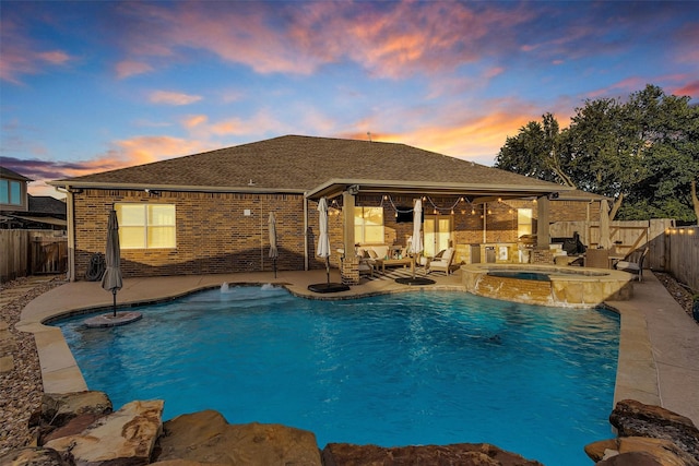 26642 Becker Pines Ln, Katy, TX 77494 - view of swimming pool with a fenced backyard, a patio area, and a pool with connected hot tub