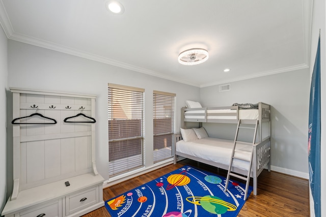 1926 Blodgett St, Houston, TX 77004 - bedroom with ornamental molding, wood finished floors, and recessed lighting