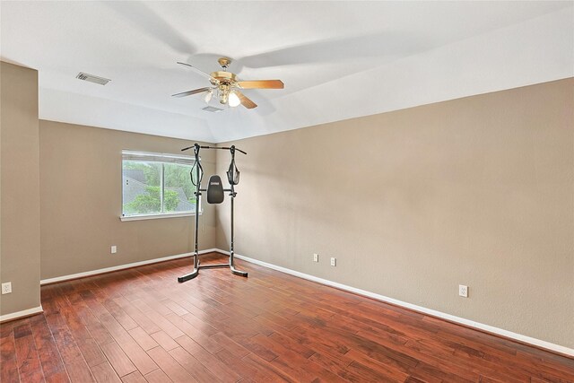 1423 Meadow Lakes Dr, Sugar Land, TX 77479 - spare room featuring a ceiling fan and wood finished floors
