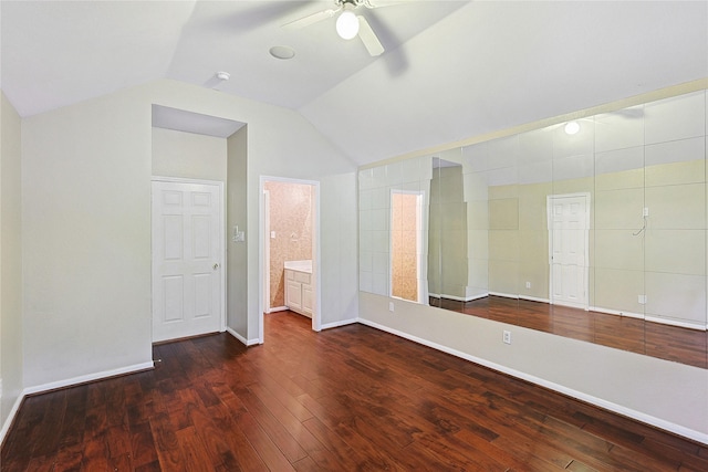 1423 Meadow Lakes Dr, Sugar Land, TX 77479 - empty room with lofted ceiling, ceiling fan, and wood-type flooring