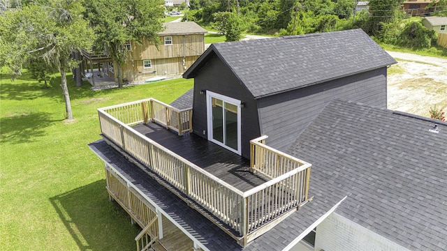 810 W Cattle Dr, Onalaska, TX 77360 - wooden deck featuring a lawn