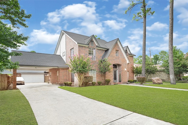 6710 Blue Hills Rd, Houston, TX 77069 - view of front of house with brick siding, driveway, a front lawn, and an attached garage