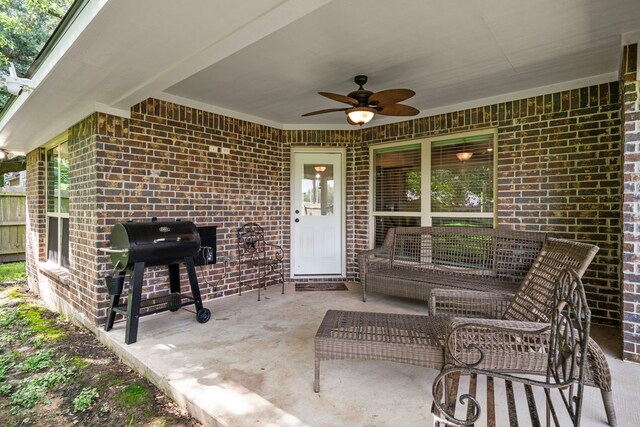 6112 Guyler St, Wallis, TX 77485 - view of patio with a ceiling fan and area for grilling