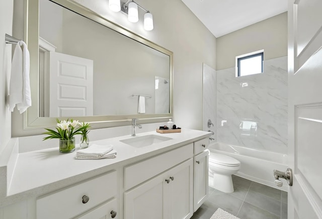 15122 Parkland Canyon Dr, Cypress, TX 77433 - bathroom with vanity, tile patterned flooring, and bathtub / shower combination