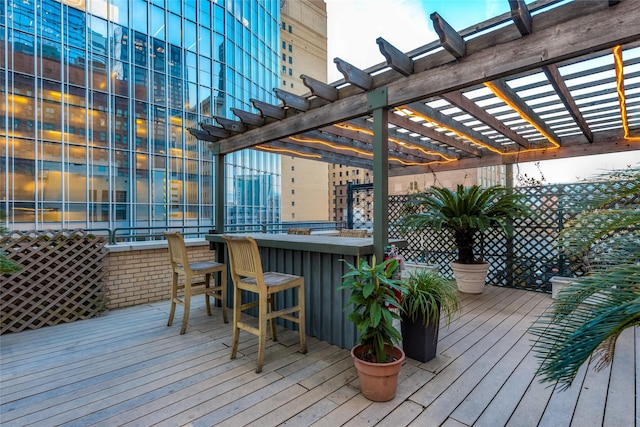 705 Main St Unit 801, Houston, TX 77002 - wooden terrace featuring a pergola