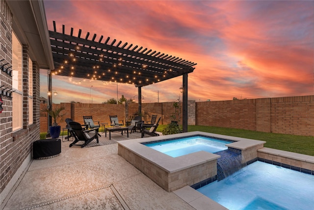 8903 Purdy Crescent Trl, Richmond, TX 77406 - view of pool featuring a fenced backyard, a pool with connected hot tub, a patio, and a pergola