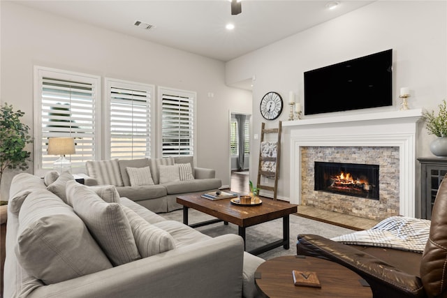 8903 Purdy Crescent Trl, Richmond, TX 77406 - living area with a fireplace and recessed lighting