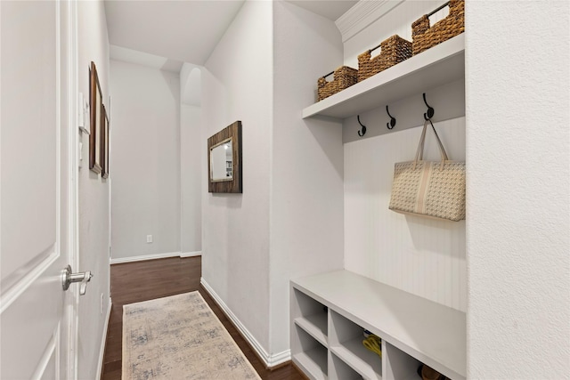 8903 Purdy Crescent Trl, Richmond, TX 77406 - mudroom with dark wood-type flooring and baseboards