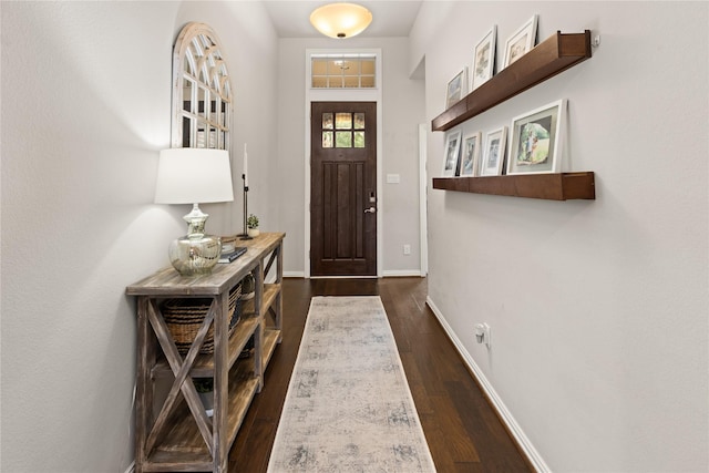 8903 Purdy Crescent Trl, Richmond, TX 77406 - foyer entrance featuring dark wood-style floors and baseboards