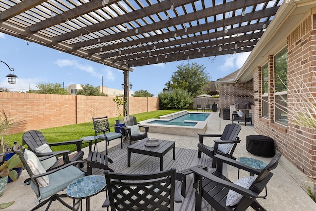 8903 Purdy Crescent Trl, Richmond, TX 77406 - fenced backyard featuring an in-ground hot tub and a patio area