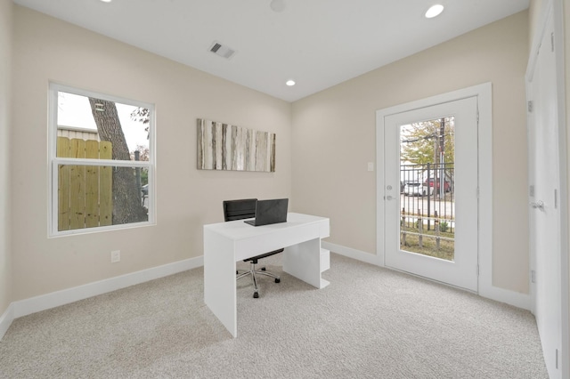 2504 W Tidwell Rd Unit C, Houston, TX 77091 - unfurnished office with healthy amount of natural light, carpet flooring, and recessed lighting