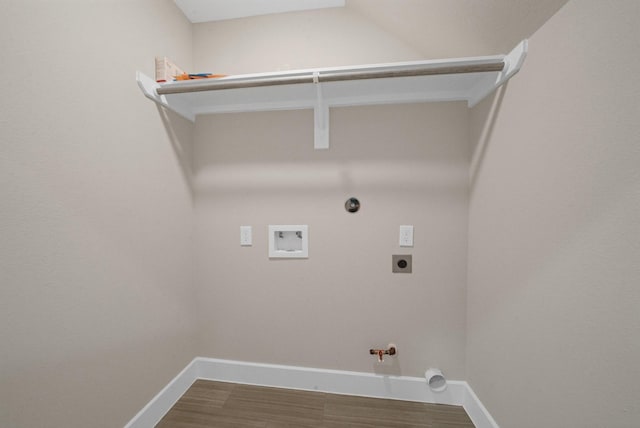 2504 W Tidwell Rd Unit C, Houston, TX 77091 - laundry area featuring gas dryer hookup, washer hookup, hookup for an electric dryer, and dark wood finished floors