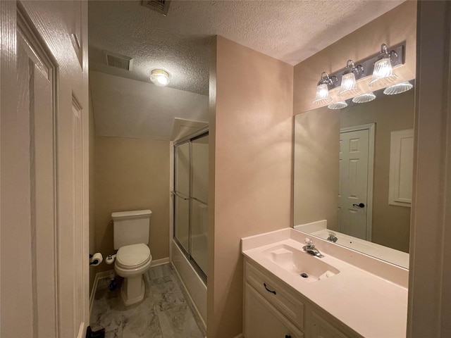 36218 Post Oak Cir, Magnolia, TX 77355 - full bath with a textured ceiling, vanity, and combined bath / shower with glass door