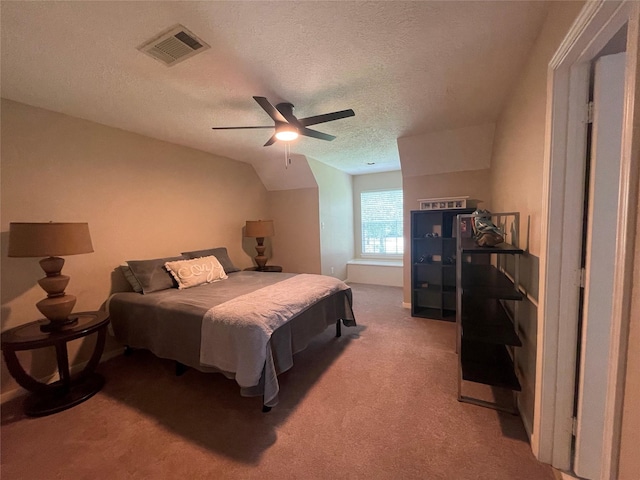 36218 Post Oak Cir, Magnolia, TX 77355 - bedroom with light colored carpet, a textured ceiling, and a ceiling fan