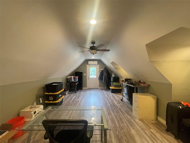 36218 Post Oak Cir, Magnolia, TX 77355 - additional living space featuring wood finished floors, lofted ceiling, and a ceiling fan