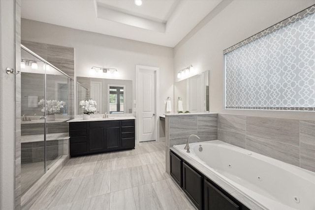 13223 Parkway Spring Dr, Houston, TX 77077 - full bath featuring a shower stall, vanity, and a whirlpool tub
