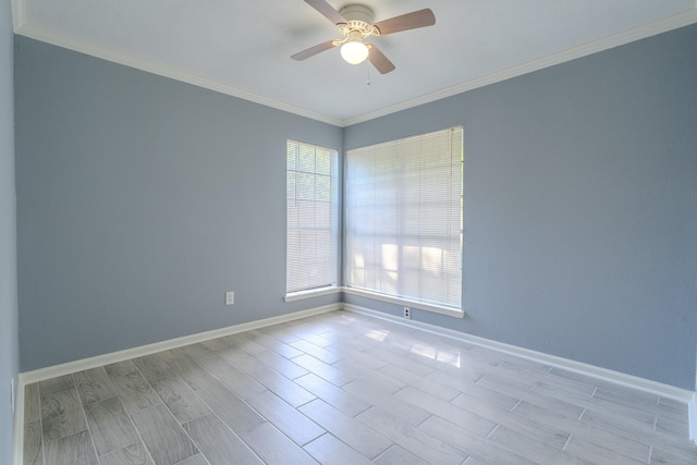 4218 E Terrace Creek Cir, Houston, TX 77014 - empty room with a ceiling fan, crown molding, and wood finish floors