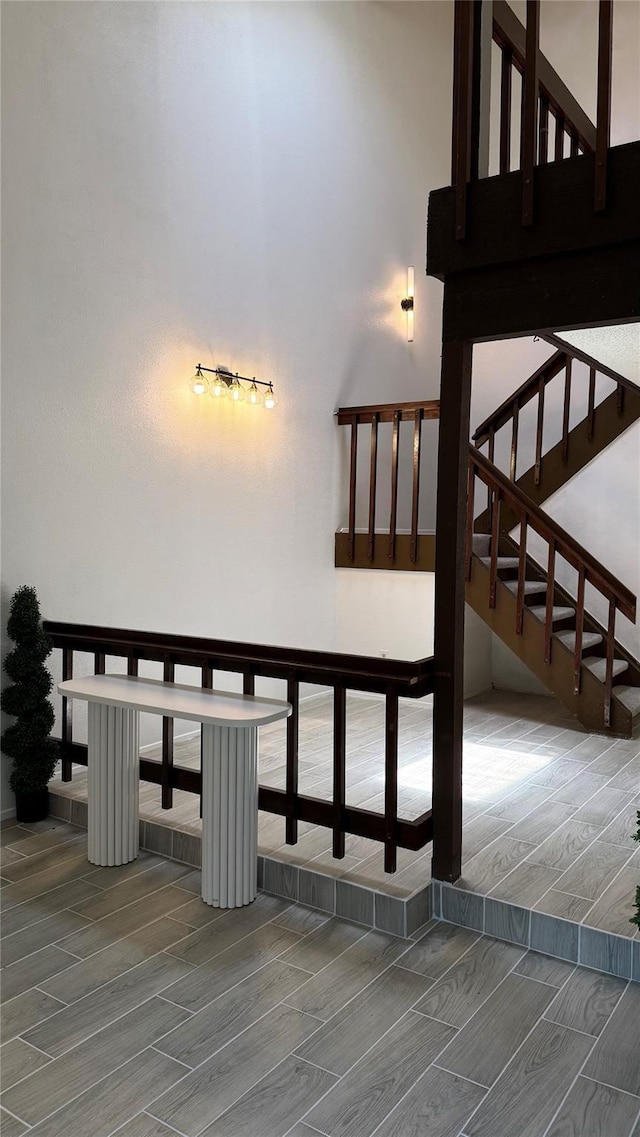 12922 Wirevine Ln, Houston, TX 77072 - staircase with wood tiled floors