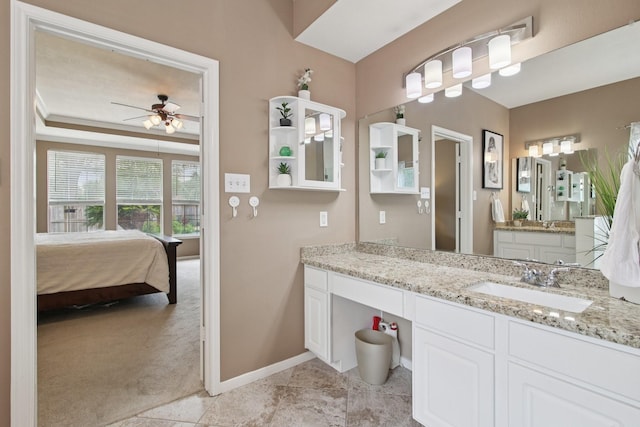 12103 Via San Rocco Ct, Cypress, TX 77429 - full bath with ceiling fan, vanity, ensuite bathroom, and tile patterned floors