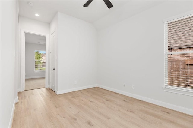 12831 Raemoir Dr, Humble, TX 77346 - spare room with ceiling fan, light wood-type flooring, recessed lighting, and a smoke detector