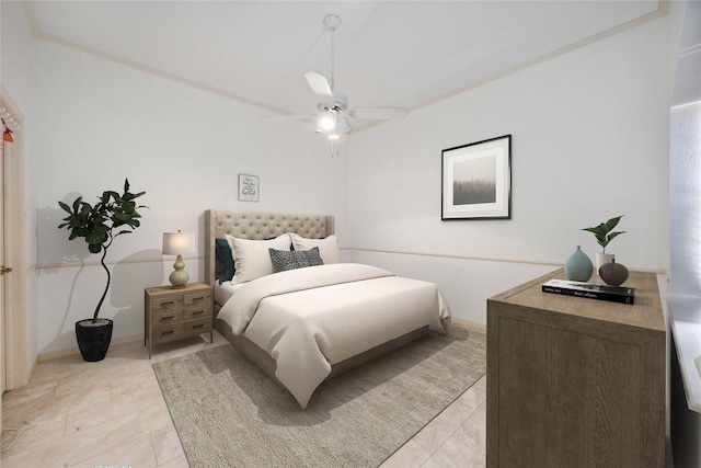 2701 11th St N, Texas City, TX 77590 - bedroom with light tile patterned floors and a ceiling fan