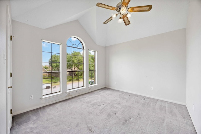 2701 11th St N, Texas City, TX 77590 - empty room with carpet flooring, ceiling fan, and high vaulted ceiling