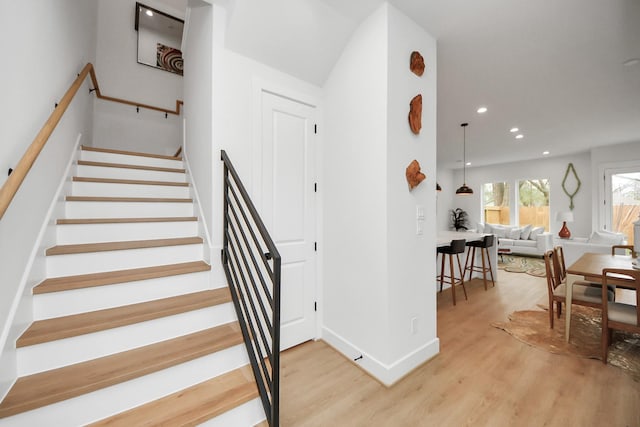 4415 Coke St Unit B, Houston, TX 77020 - staircase with wood finished floors and recessed lighting