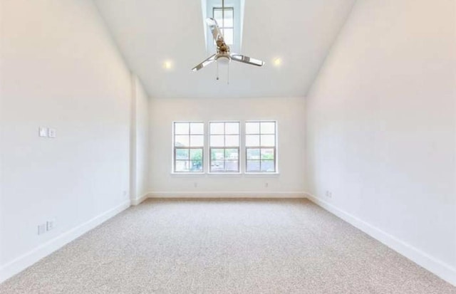 4041 Leeland St, Houston, TX 77023 - carpeted empty room with vaulted ceiling and ceiling fan