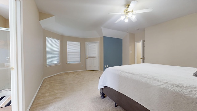 18118 Castle Rain Dr, Humble, TX 77346 - bedroom with light colored carpet and ceiling fan
