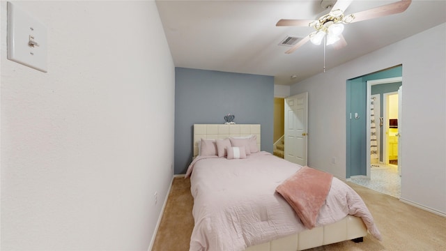 18118 Castle Rain Dr, Humble, TX 77346 - bedroom with light colored carpet and ceiling fan
