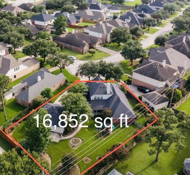 18118 Castle Rain Dr, Humble, TX 77346 - aerial perspective of suburban area with property parcel outlined