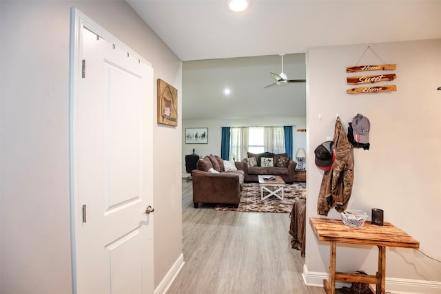 6203 Wickwillow Ln, Alvin, TX 77511 - hall featuring light wood finished floors and recessed lighting